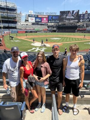 Dr. Ryan Noseck and his family at Yankee Stadium